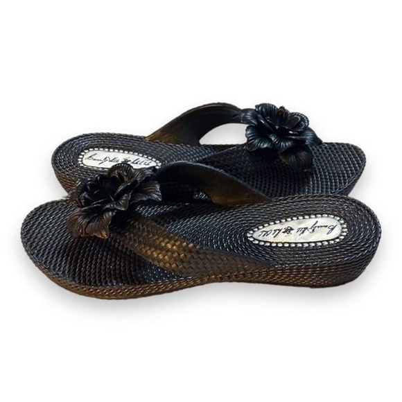 Beverly Hills Polo Hills Polo Club Floral Black Sandals Women’s Size 7 - Picture 2 of 5